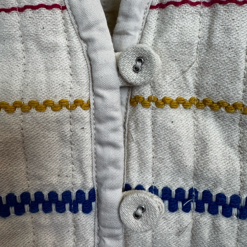 Madewell Quilted Side Tie Jacket XS Stripe Embroidered Cotton Coastal Boho - Picture 12 of 16
